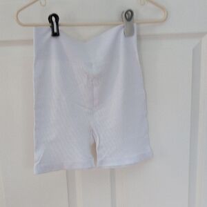 LOFT White Ribbed High-Waist Bike Shorts